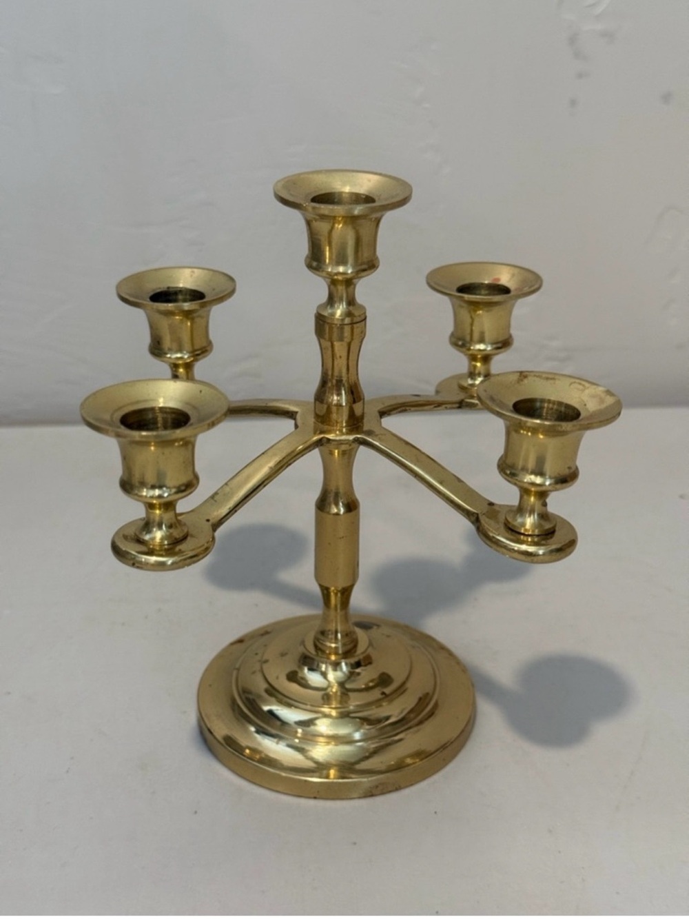 Beacon Brass Five-Arm Candelabra in Gold Tone